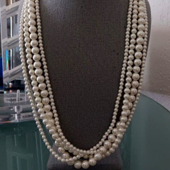 NAPIER Romantic Ivory Pearl 4 Strand Layered Necklace**NEW! - Picture 6 of 8